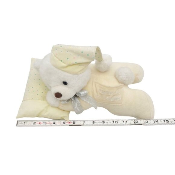 Ganz Sleeping Prayer Bear Yellow Pillow Plush EA7182 TALKS Sleeper Cap RARE Baby - Picture 13 of 13